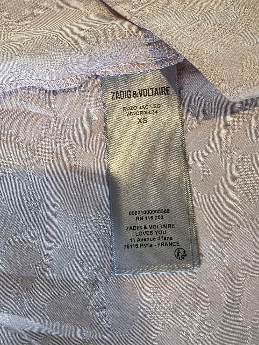 Zadig And Voltaire 100% Silk Rozo Jacquard Leopard Print Lilac dress Size XS - Picture 13 of 16